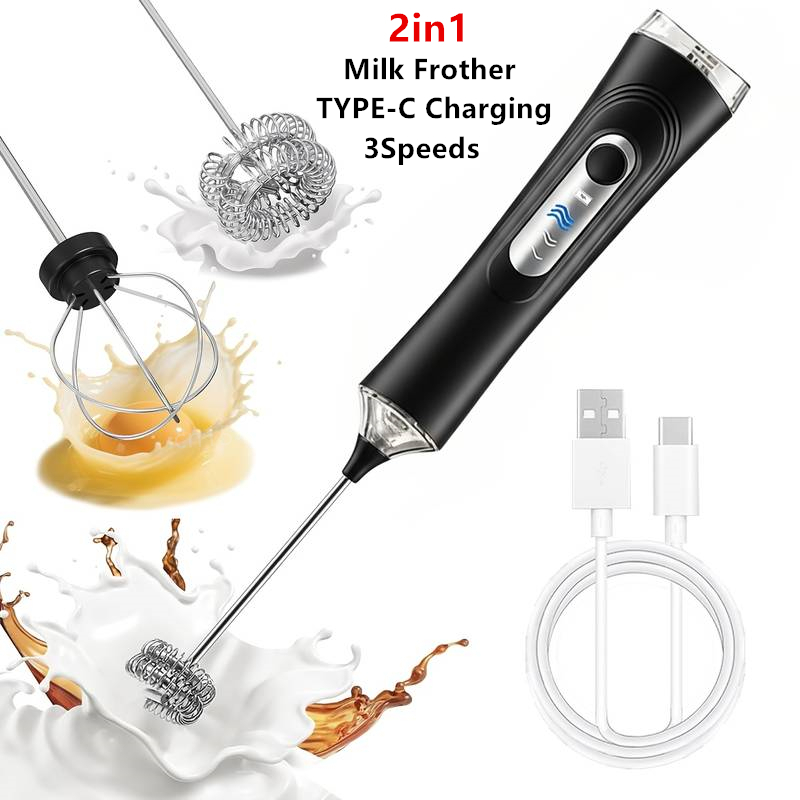 Kitchen Gadgets And Equipment - Montalatte Elettrico + Frullino per Uova,