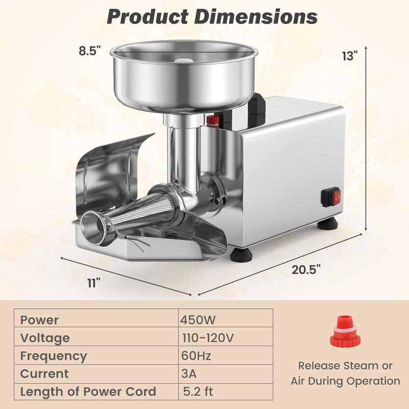 Passapomodoro Elettrico 450W d - Stainless Steel Strainer recensione e prezzo